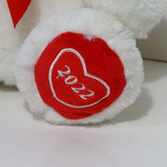 2022 American Greetings Plush White Teddy Bear With Red Bow Valentines Day - Picture 2 of 6